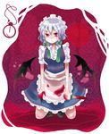  bad_id bad_pixiv_id blood braid izayoi_sakuya maid nuime red_eyes short_hair silver_hair solo touhou twin_braids wings 