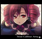  amy_sorel bad_id bad_pixiv_id byuune character_name choker copyright_name detached_sleeves drill_hair flower fur_trim purple_flower purple_rose red_eyes red_hair rose solo soulcalibur 