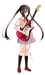  guitar instrument k-on! kneehighs legs nakano_azusa school_uniform skirt socks solo sugano_manami twintails vest 