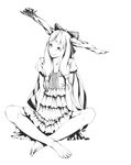  barefoot beetle bow bug dress feet full_body greyscale horns ibuki_suika insect long_hair monochrome oni realistic sitting smile solo sousou_(sousouworks) touhou 