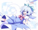  1girl blue_eyes blue_hair bow cirno highres ice miko_machi short_hair solo touhou wings 