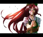  angry bad_id bad_pixiv_id blood blue_eyes bow braid dragon dragon_girl epic hair_bow hat heterochromia hong_meiling ikkei_dou long_hair monster_girl monsterification red_hair scales slit_pupils solo split_theme touhou transformation twin_braids yellow_eyes 