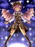  animal_ears bad_id bad_pixiv_id blush closed_eyes hat highres kneehighs moon mystia_lorelei night pink_hair shoes short_hair socks solo touhou winged_shoes wings yamakamu 