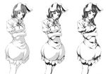  animal_ears bunny_ears dress greyscale inaba_tewi monochrome realistic ribbon short_hair sousou_(sousouworks) touhou 