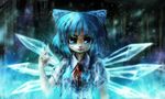  bad_id bad_pixiv_id blue_hair cirno ice lm7_(op-center) pointing snow solo touhou wings 