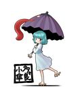  bad_id bad_pixiv_id blue_eyes blue_hair captain_freedom geta heterochromia karakasa_obake purple_umbrella red_eyes sandals short_hair solo tatara_kogasa tongue touhou umbrella 