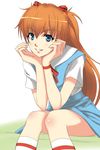  blue_eyes brown_hair long_hair neon_genesis_evangelion school_uniform skirt smile solo souryuu_asuka_langley toya_(yuyasilust) two_side_up 