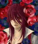  bad_id bad_pixiv_id flower fukukichi izayoi_aki long_hair lowres red_eyes red_hair rose solo yuu-gi-ou yuu-gi-ou_5d's 