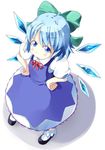  bad_id bad_pixiv_id banned_artist blue_eyes blue_hair bow cirno hair_bow kou_(ahms) pout short_hair solo touhou wings 