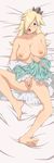 areolae barefoot bed blonde_hair blue_eyes blush bottomless breasts crown dress feet female hair_over_one_eye large_breasts long_hair lying masturbation nintendo nipples on_back open_clothes open_mouth rosalina_(mario) rosetta_(mario) soles solo super_mario_bros. super_mario_galaxy toes ttrop uncensored 