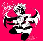  black_hair breasts filia_(skullgirls) large_breasts red_eyes samson_(skullgirls) school_uniform skirt skullgirls thighhighs 