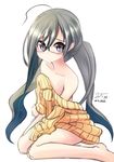  alternate_costume bad_id bad_pixiv_id bare_shoulders black_eyes black_hair glasses highres kantai_collection kiyoshimo_(kantai_collection) long_hair nekobaka oversized_clothes ribbed_sweater sketch solo sweater twintails 