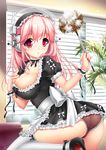  alternate_costume apron bad_id bad_pixiv_id blush breasts cleavage enmaided feather_duster headphones large_breasts long_hair looking_at_viewer maid maid_headdress nitroplus open_mouth p.kibi panties pink_eyes pink_hair solo super_sonico thighhighs underwear 