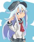 blue_eyes hat hibiki_(kantai_collection) kantai_collection long_hair silver_hair solo steins_schwanz uniform 