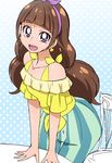  :d amanogawa_kirara bare_shoulders brown_hair earrings go!_princess_precure hairband jewelry long_hair looking_at_viewer manji_(tenketsu) open_mouth precure purple_eyes purple_hairband shorts sketch smile solo star star_earrings striped striped_shorts twintails 