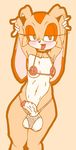  anthro big_breasts big_nipples big_penis blush breasts clothing collar cream_the_rabbit damian_hodge dickgirl half-closed_eyes intersex nipple_slip nipples penis plain_background sega solo sonic_(series) swimsuit 