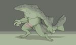  anthro chubby digitigrade fish gills hemipenes looking_at_viewer male marine multi_cock musclegut nude penis shark solo stocky tyrranaxh webbed_feet webbing 