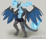  abs anthro anthrofied fire male mega_charizard mega_charizard_x mega_evolution nintendo plain_background pok&eacute;mon red_eyes ryuukiba scalie signature video_games wings 