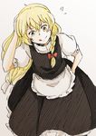  absurdres apron blonde_hair blush braid highres hiroya_masaharu kirisame_marisa long_hair no_hat no_headwear side_braid smile solo tongue touhou waist_apron yellow_eyes 