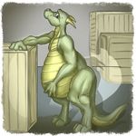  2009 anthro belly big_belly box caught dragon faf female green_scales hand_on_belly horn male overweight scalie shadow 