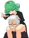  bang_(onepunch_man) old_man onepunch_man sitting_on_shoulders sweat tatsumaki 