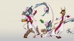  abstract_background acrobatics cervine clothing david_lillie deer digitriade dreamkeepers horn leg_warmers legwear mammal namah_calah spade_tail wallpaper 