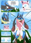  ambiguous_gender arti4000 comic dialogue eeveelution female fight lucario mega_evolution mega_lucario nintendo pok&eacute;mon sylveon video_games 