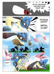  ambiguous_gender angry arti4000 comic dialogue eeveelution female fight lucario mega_evolution mega_lucario nintendo pok&eacute;mon sylveon video_games 