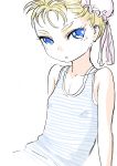  1girl blonde_hair blue_eyes breasts bun_cover child chrono_cross commentary_request double_bun looking_at_viewer marcy_(chrono_cross) s-a-murai short_hair small_breasts solo 