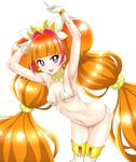  :d amanogawa_kirara armpits bazeru bikini breasts cure_twinkle gloves go!_princess_precure long_hair magical_girl multicolored_hair open_mouth orange_hair precure purple_eyes red_hair simple_background small_breasts smile solo swimsuit thighhighs two-tone_hair very_long_hair white_background white_bikini white_gloves 