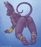 alien all_fours anklet anthro anus armlet balls beerus bracelet butt cat dragon_ball dragon_ball_z feline jewelry looking_at_viewer looking_back male mammal penis piercing plantigrade presenting raised_tail rapps rear_view smile yellow_eyes 