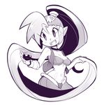  alternate_costume bandana bandeau breasts cropped_legs long_hair medium_breasts monochrome pointy_ears ponytail shantae_(character) shantae_(series) shantae_and_the_pirate's_curse sho-n-d skull solo very_long_hair vest 