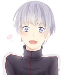  bad_id bad_nicoseiga_id blue_eyes blush free! grey_hair heart jacket kureha_(kurehakkk) male_focus mole mole_under_eye nitori_aiichirou open_mouth smile solo 