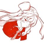  animal_ears blazer blurry bunny_ears crescent hands_on_own_face hiyuu_(flying_bear) jacket long_hair monochrome necktie reisen_udongein_inaba simple_background solo touhou white_background 