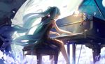  achyue aqua_hair bass_clef beamed_eighth_notes closed_eyes dress eighth_note flat_sign hair_ribbon half_note hatsune_miku instrument long_hair md5_mismatch minigirl music musical_note piano playing_instrument playing_piano ribbon sitting sixteenth_note solo treble_clef twintails very_long_hair vocaloid 