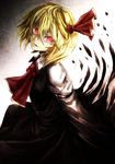  bad_id bad_pixiv_id blonde_hair darkness haiki_(hakkyoii06) hair_ribbon highres red_eyes ribbon rumia shirt short_hair smile touhou vest 