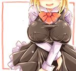  alternate_breast_size ascot blouse blush breast_press breasts covered_nipples drooling head_out_of_frame huge_breasts ichirino_minagi impossible_clothes impossible_vest long_sleeves open_mouth rumia saliva skin_tight skirt solo sweat touhou vest 