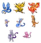  akai_(ugokashitari) animalization articuno child commentary_request dark_skin dragonair dragonite dratini feathered_wings feathers full_body gen_1_pokemon harpy lamia legendary_pokemon long_hair mew mewtwo moltres monster_girl multiple_girls pale_skin personification pixel_art pokemon tail transparent_background very_long_hair wings zapdos 