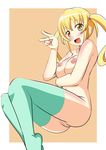  blonde_hair blush breasts large_breasts naruse_mai nipples nude open_mouth pussy smile solo thighhighs twintails uncensored yellow_eyes 