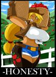  1girl applejack blonde_hair breasts curvy erect_nipples hat huge_breasts long_hair looking_at_viewer midriff my_little_pony my_little_pony_friendship_is_magic navel one_eye_closed personification ponytail shonuff44 smile solo strong thick_thighs very_long_hair wide_hips wink 