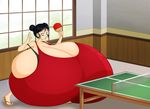  between_breasts black_hair breasts brown_eyes fang_(saburox) gigantic_breasts original saburox 