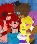  2015 animatronic bear bonnie_(fnaf) chica_(fnaf) discordmelody five_nights_at_freddy&#039;s foxy_(fnaf) freddy_(fnaf) hat jasmine_ivory lagomorph machine mammal mechanical rabbit robot 