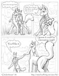  2010 absurd_res anthro breasts butt clothed clothing comic duo english_text faf feline female fur hi_res jes male mammal monochrome navel nipples nude raised_tail speech_bubble taur text tree 