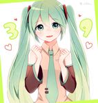  39 bad_id bad_pixiv_id detached_sleeves green_eyes green_hair hatsune_miku long_hair necktie nokuhashi solo twintails twitter_username very_long_hair vocaloid 