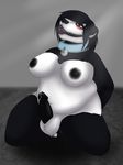  2015 anthro ball_gag balls bdsm bear big_breasts blush bondage bound breasts chubby collar dickgirl fluids gag intersex kneeling mammal mistresssable mitsuko nipples overweight panda precum 