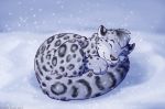  2014 ambiguous_gender curiodraco feline feral fur hair happy leopard mammal mars_(thequeenofmars) signature sleeping smile snow snow_leopard snowing spots spotted_fur 