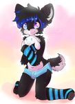  anime anthro arm artwork birdpawss blush boy_shorts bulge canine clothing cuddling dog hug husky invalid_color invalid_tag knees leggings legwear male mammal on painting plushie shy sitting smile solo streaks underwear warmers 