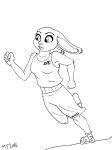  black_and_white brokeguy21 clothing disney female judy_hopps lagomorph line_art mammal monochrome rabbit running shirt shorts simple_background solo tank_top white_background zootopia 