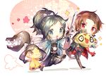  bad_id bad_pixiv_id black_hair blue_eyes bow brown_hair chibi coat feebas gen_3_pokemon hair_bow haori japanese_clothes kashuu_kiyomitsu male_focus mawile multiple_boys namie-kun open_mouth pokemon pokemon_(creature) ponytail red_eyes scarf shinsengumi smile sparkle sword touken_ranbu weapon yamato-no-kami_yasusada 