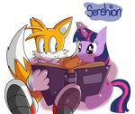  blush book duo friendship_is_magic magic miles_prower my_little_pony sega senshion sitting sonic_(series) twilight_sparkle_(mlp) 